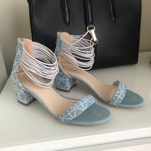 Small heel blue sandal